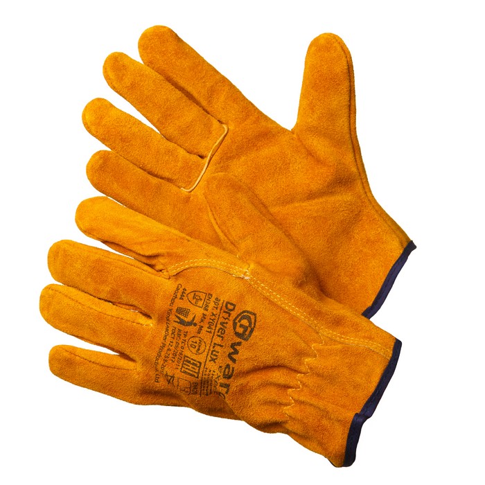 Driver Lux Перчатки из спилка оранжевого цвета, прошиты огнеупорной нитью (арт. XY041) 12/60
