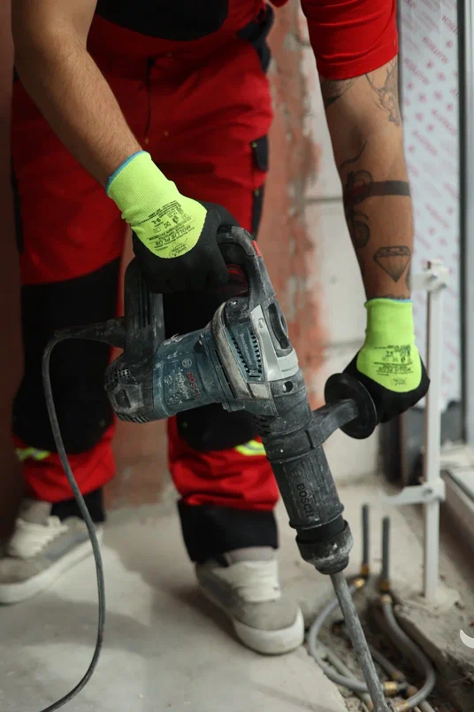 Нейлоновые перчатки Mollis Plus GM1011L- 10 с покрытием 3/4 вспененным латексом р.10 (XL)