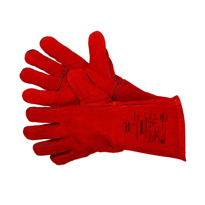GM-1011LT-11 Norma Краги спилковые красные Cowsplit Leather Welding Gloves р.11 (XXL) 12/60
