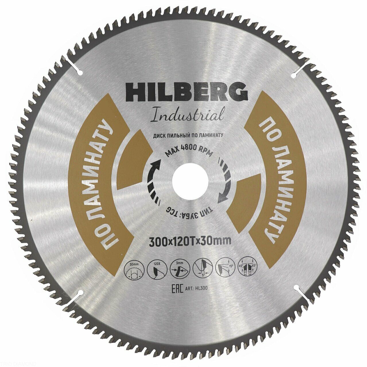 Диск пильный Hilberg Industrial Ламинат 300*30*120Т HL300