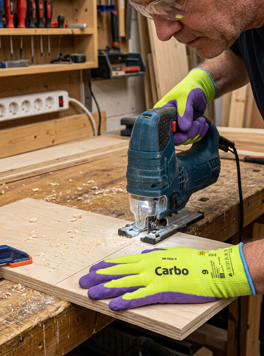 GM-1002L-10 Carbo (Каробо) перчатки нейлоновые ХайВис цвета покрытые фиолетовым вспененным латексом размер 10(XL)