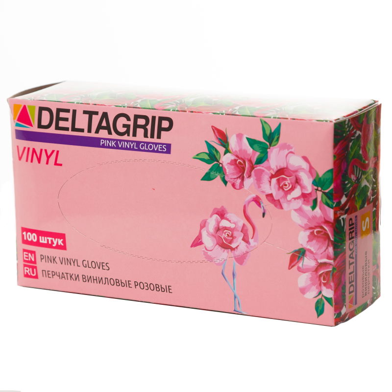 DELTAGRIP Vinyl Pink Перчатки виниловые розового цвета 50/500 (размер 8 (M) )