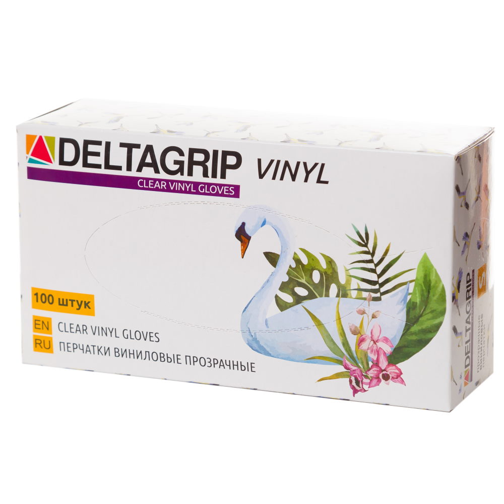 DELTAGRIP Vinyl Перчатки виниловые прозрачные 50/500 (размер 7 (S) )