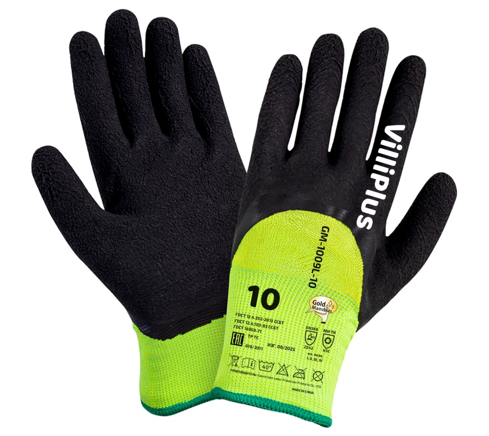 GM-1009L-10 VilliPlus теплые зим перч из 100% акрила зелен цв со вспен лат покр р.10 (XL) 12/120