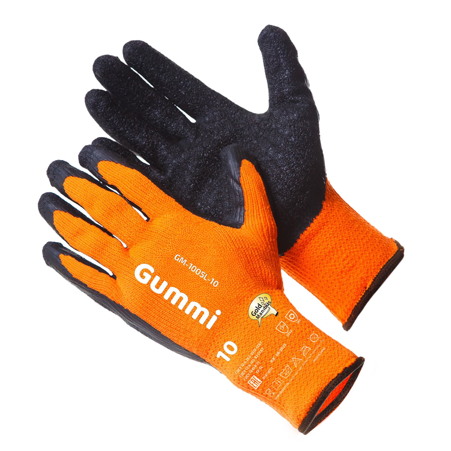 GM-1005L- 9 Gummi теплые зим перч из 70% акрила оранж цв с рефл лат покр р.9 (L) 12/120