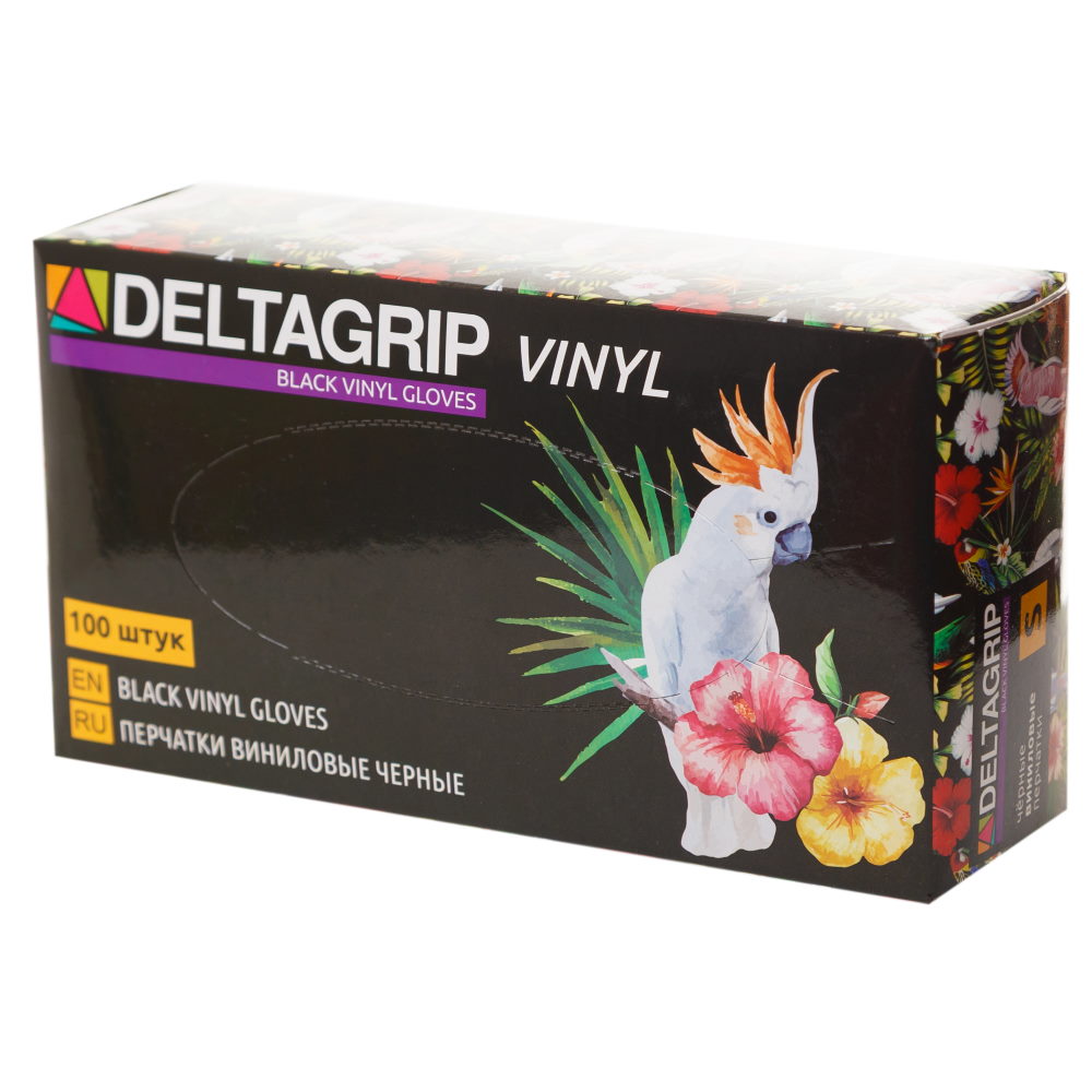 DELTAGRIP Vinyl Black Перчатки виниловые черного цвета 50/500 (размер 10 (XL)