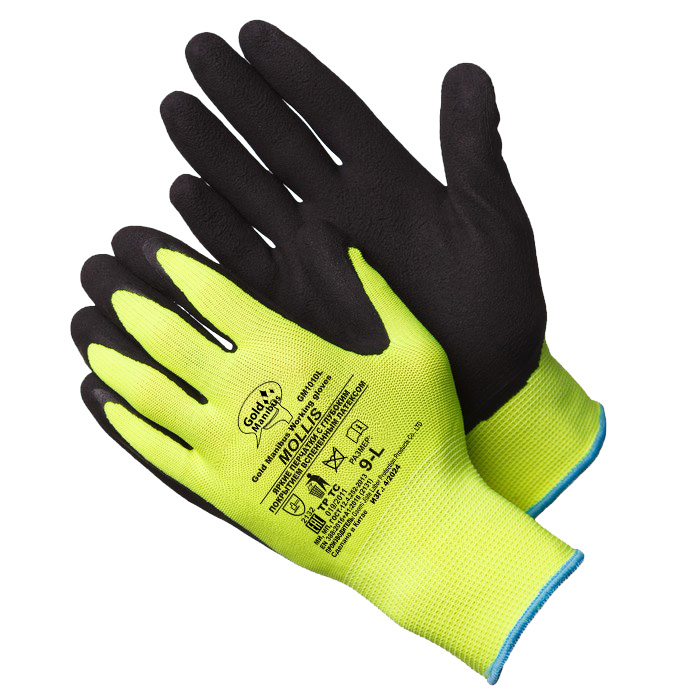 Нейлоновые перчатки Mollis GM1010L- 9 со вспененным латексом р.9 (L)