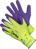 GM-1002L-9 Carbo (Каробо) перчатки нейлоновые ХайВис цвета покрытые фиолетовым вспененным латексом размер 9(L)